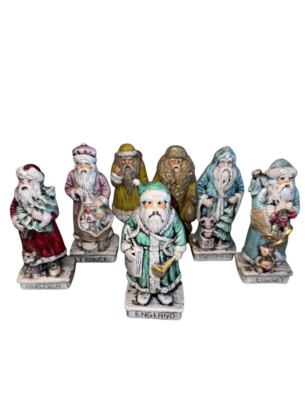 Ceramic SANTA SET 5" Europe Christmas Santa France England Belgium Austria
